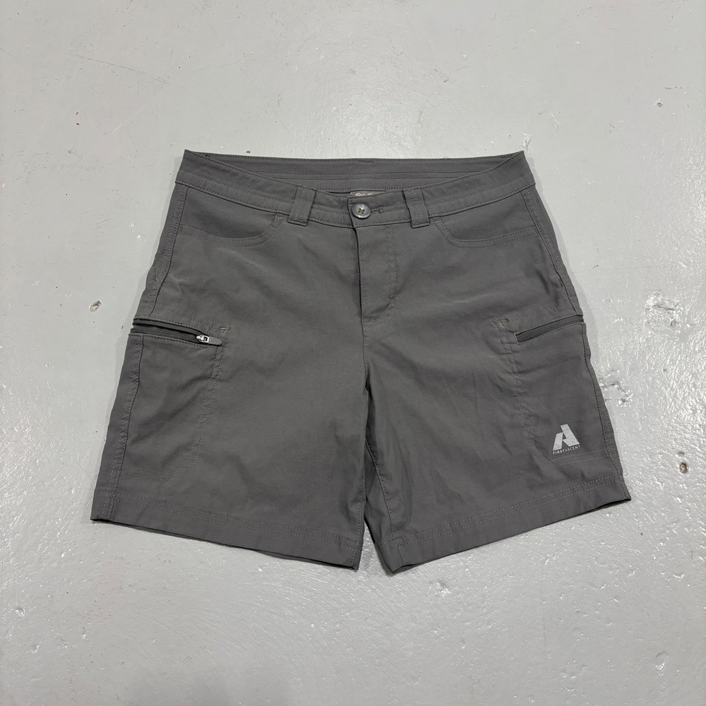 Eddie Bauer First Ascent Womens 4 Gray Hiking Cargo Shorts 6 Inch Inseam